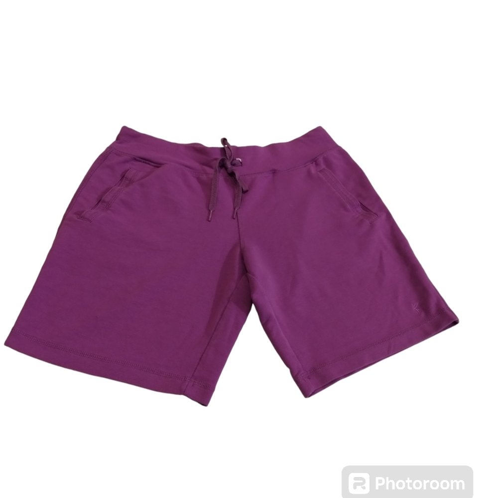 Danskin now kids Girl M  purple Drawstring Waist Soft French Terry Bermuda Short